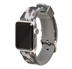 Autulet Competible With Apple 38 Watch Band Mens Camo Apple Watch Band 42MM For Grey Apple Watch Band Siliconeband Wristbands For Apple Watch Series 3 2 1