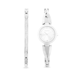 Ladies Silver Plated Bangle Watch & Bracelet Set