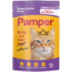 Pampers Pamper Turkey & Liver Flavoured Adult Cat Food In Gravy Pouch 85G