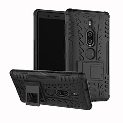 Xperia XZ2 Premium Cover Hybrid Dwaybox Rugged Heavy Duty Armor Hard Back Cover Case With Kickstand For Sony Xperia XZ2 Premium 5.8 Inch Black