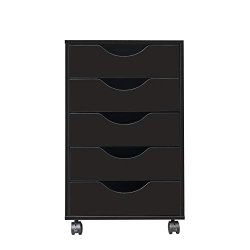 Home Office 5 Drawer Mobile Storage Cabinet Rollong Filing Cabinet With Locking Casters Black