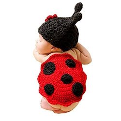 Staron Newborn Baby Photography Prop Baby Photo Prop Outfit Clothes Knit Crochet Cute Insects Photopraphy Costume Red??