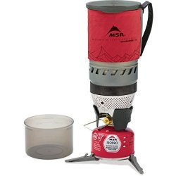 MSR Windburner Stove System For Fast Boiling Fuel-efficient Cooking For Backpacking Solo Travelers And Minimalist Trips 1.0-LITER Red
