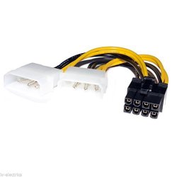 Dual Molex LP4 4 Pin To 8 Pin Pci-e Express Converter Adapter Power Cable Wire
