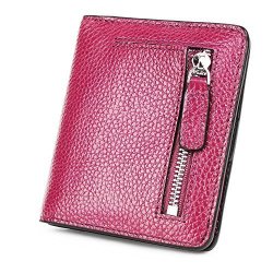 S-zone Women's Genuine Leather Rfid Blocking Bifold Pocket Small Wallet Coin Holder Purple