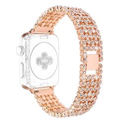 For Iwatch Band 42MM Rosa Schleife Apple Watch Band 42MM Dot-shaped Stainless Steel Diamond Smart Watch Band Replacement Bands Bracelet Clasp Wrist Band For