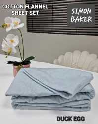 Simon Baker - Cotton Flannel Sheet Set - Duck Egg - Queen Bed