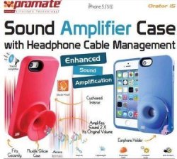 Promate ORATOR-I5 Iphone 5 Sound Amplifier Case For Iphone 5 5S With Headphone Cable Management Colour: Black Sound Amplifier Case With Headphone Cable Management