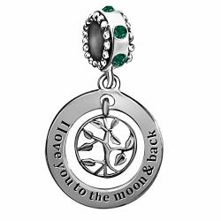 Jmqjewelry Tree Of Life I Love You To The Moon And Back Green Birthstone Charms Beads For Chain Mom Bracelets