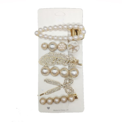 4AKID Assorted Bling Hairclips - 5 Piece - White & Gold