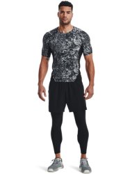 Men's Heatgear Armour Compression Printed Short Sleeve - Pitch Gray XL