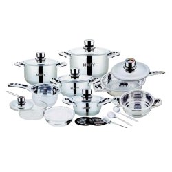 21pc Stainless Steel Cookware Pot Set with 7 Layer Complex Bottom