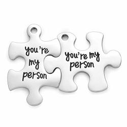 Stainless Steel Puzzle Couples Charms Set You Are My Person Personalized Valentine's Day Gift For Boyfriend Girlfriend
