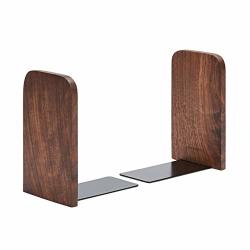 Pandapark Wood Bookends Pack Of 1 Pair Non-skid Black Walnut Office Book Stand Black Walnut-a
