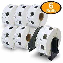 6 Rolls Brother-compatible DK-1221 23MM X 23MM 10 11" X 10 11" 1000 Square Paper Labels Per Roll With One Refillable Cartridge