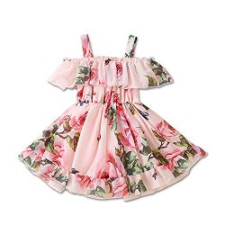 KuKitty Summer Toddler Baby Girls Floral Dress Chiffon Princess Tutu Dresses Suspender Sundress 