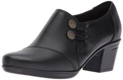 Clarks Women's Emslie Warren Slip-on Loafer Black Leather 7.5 M Us