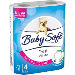 Baby Soft Toilet Rolls 2 Ply White 4'S
