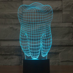 3d Tooth Shape Led Night Light 7colors Changing Mood Lights Cool Decoration Illusion Lamp Gift