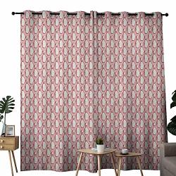 Nuomanan Blackout Curtains 2 Panels Bowling Sketchy Pins In Vintage Style On Pinkish Backdrop Sports Leisure Time Activity Coral Cream For Room Darkening Panels