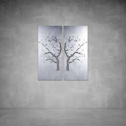 Mirror Tree Wall Art - 800 X 800 X 20 Grey Outdoor With Leds