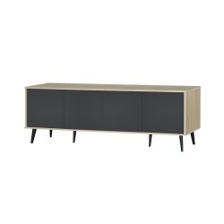 Urbanedge 4-DOOR Tv Stand Oak Ash + Dark Grey