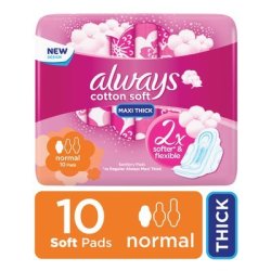 Always Maxi Cotton Normal Pads 10 Pack