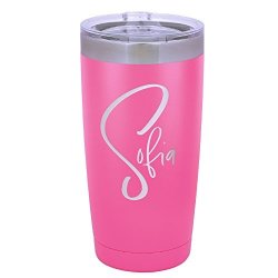 20 Personalized Oz. Tumblers Custom Your Name And Color On Stainless Steel Tumbler Coffee Mug Free Laser Engraving Design 2 Pink