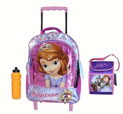 New Sofia The First Rolling Backpack W Lunch Case.