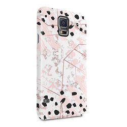 White & Rose Gold Marble With Black Spots Hard Plastic Phone Case For Samsung Galaxy S5