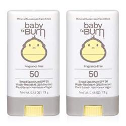 Baby Bum Mineral Sunscreen Face Stick Spf 50 Uva uvb Face And Body Protection Fragrance Free Safe For Sensitive Skin 0.45 Oz Pack Of 2