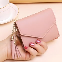 Women's MINI Tassel Wallet card Holder Pink