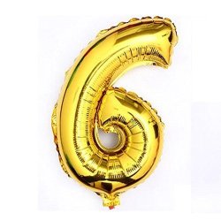 C-spin 16 Or 40 Inch 1-9 Number Gold Silver Foil Balloon 16" Or 40" Happy Birthday Anniversary Memories Wedding Decorations Floated Helium Mylar Foil 6 16 Inch