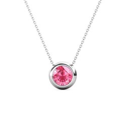 DESTINY Moon October pink Birthstone Necklace With Swarovski Crystal