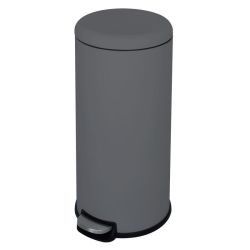 Casual Round Soft Close Pedal Kitchen Dustbin Stainless Steel Grey 28L