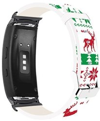 Galaxy Gear FIT2 Pro Bands Leather Replacement Strap For Samsung Galaxy Gear Fit 2 FIT2 Pro Straps Black Connectors + Christmas Printing Theme Design Green Red Tree