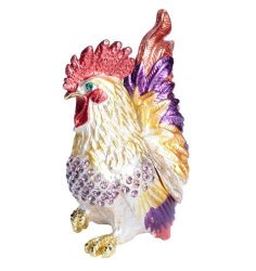 Lilly Rocket Collectible Box With Rhinestone Bejeweled Swarovski Crystals - Rooster