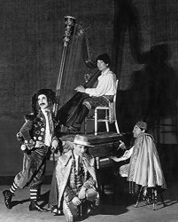 Theater Marx Brothers Nfrom Left Groucho Zeppo Chico And With His Harp Harpo Marx On Stage At The Lyric Theater In New York In