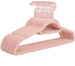 Velvet Anti-slip Hangers With Rose Gold Hooks - 20 Pack