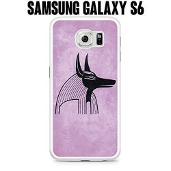 Phone Case Grunge Anubis Eygptian God For Samsung Galaxy S6 Edge SM-G925 Rubber White Ships From Ca