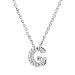 Cz Initial Necklace G Silver Plated