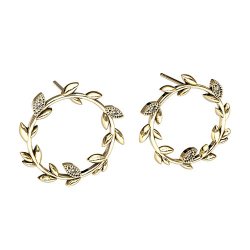 Why Jewellery Beautiful Branch Collection Diamond Earrings in Yellow Gold Plated Silver