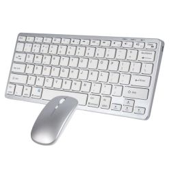 Ultra - Thin Rechargeable Wireless Keyboard & Mouse Combo - Silver