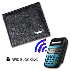 Modoker Rfid Blocking Wallet Cowhide Leather Bifold Wallet Smart Tracking