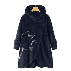 aihihe Womens Hoodies Jackets Coats Full Zip Sweatshirts Leopard Print Solid Long Sleeve Winter Warm Thick Hooded Coat