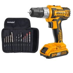 - Lithium-ion Cordless Drill 20V With 13PC Drill Bit Assortment Set