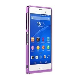 Aobiny Ultrathin Metal Bumper Frame Case+front+back Film For Sony Xperia Z3 Purple