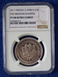 2017 Sterling Silver Protea R1 - Life Of A Legend. Ngc Graded Proof 68 Ultra Cameo