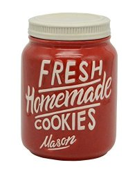 Goodscious Red Ceramic Mason Jar Cookie Jar