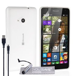 Yousave Accessories Microsoft Lumia 535 Case Clear Silicone Gel Cover With MINI Stylus Pen And Micro USB Cable